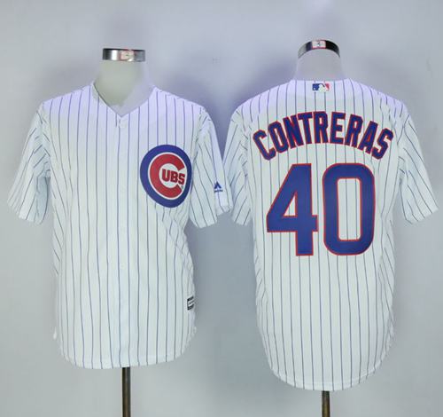 Cubs #40 Willson Contreras White Strip New Cool Base Stitched MLB Jersey